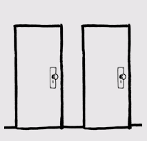 dessin à la ligne de deux portes à côté de l'autre